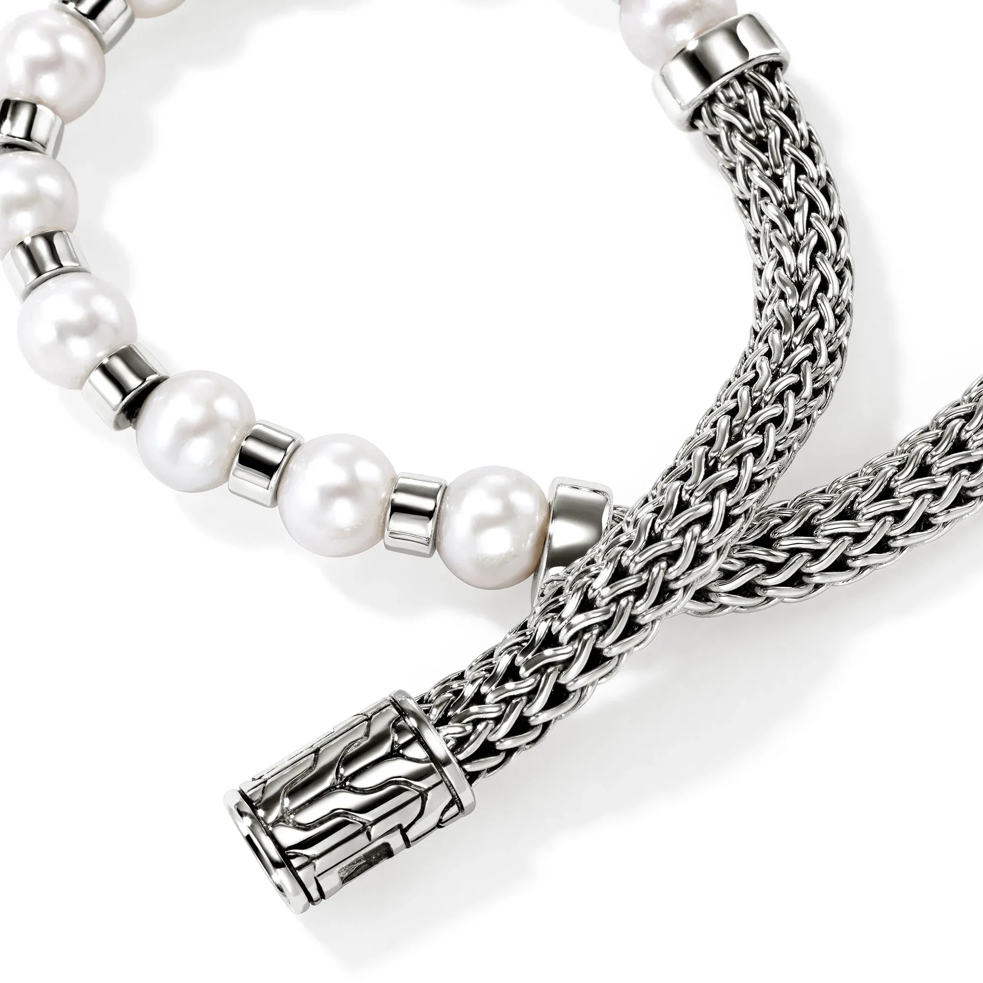 JOHN HARDY STERLING SILVER ESSENTIALS PEARL BRACELET - MEDIUM