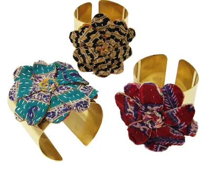 Kantha Flower Cuff