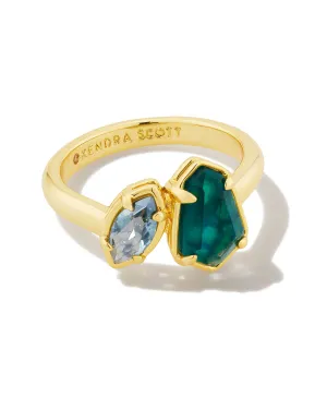 Kendra Scott Alexandria Gold Cocktail Ring in Teal Green Mix