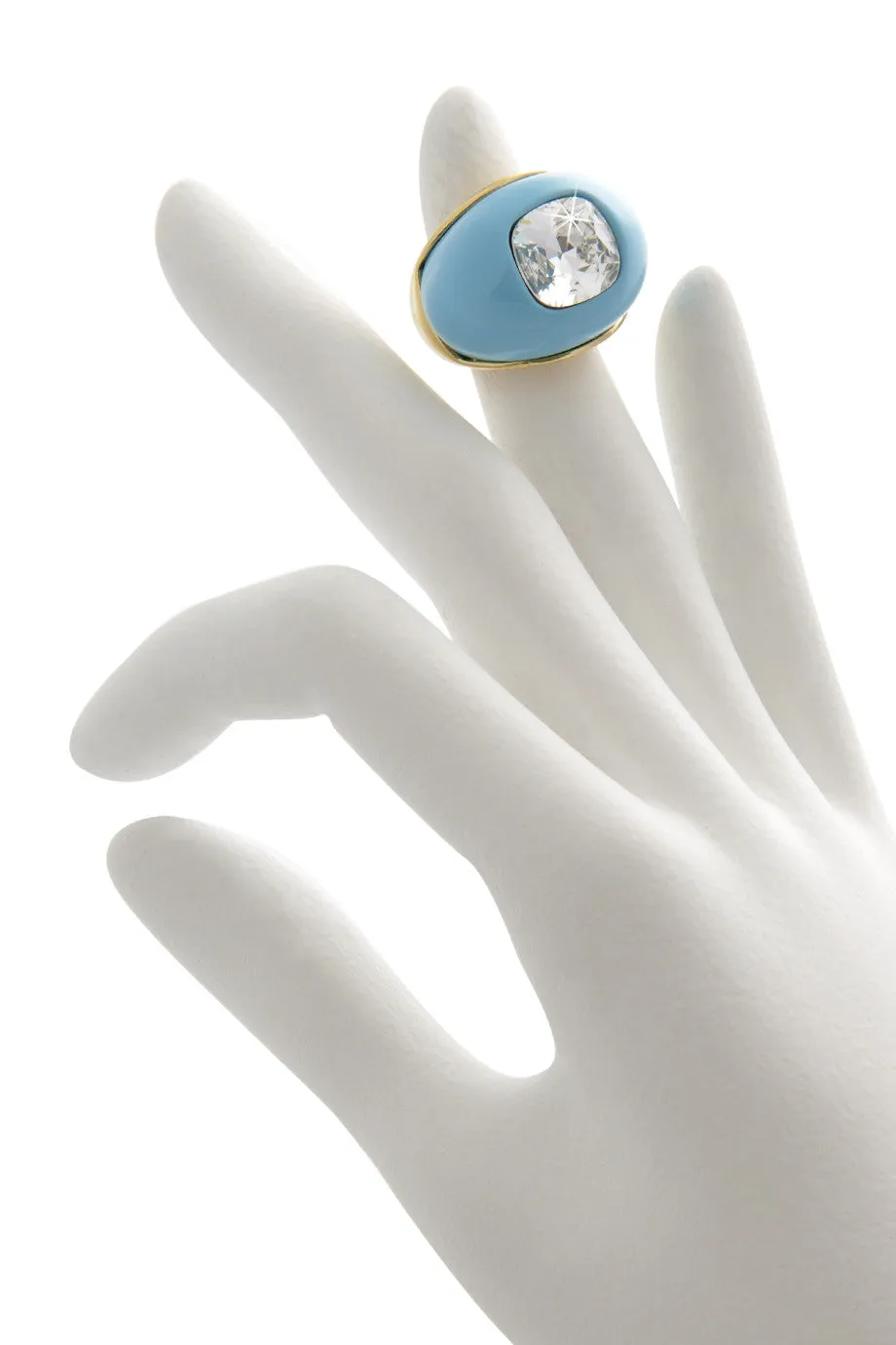 KENNETH JAY LANE KATIA Turquoise Crystal Dome Ring