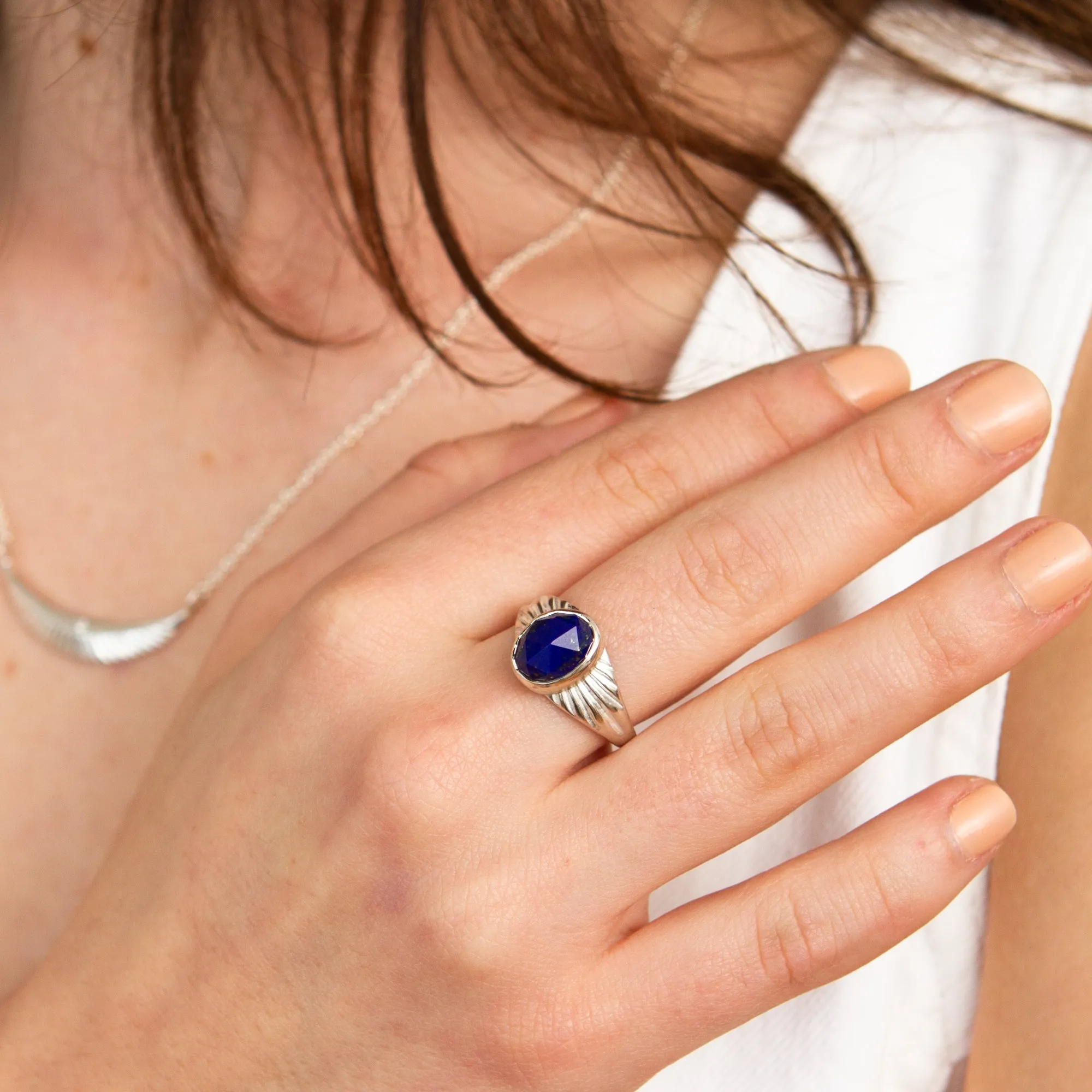 Lapis and Silver Calista Ring