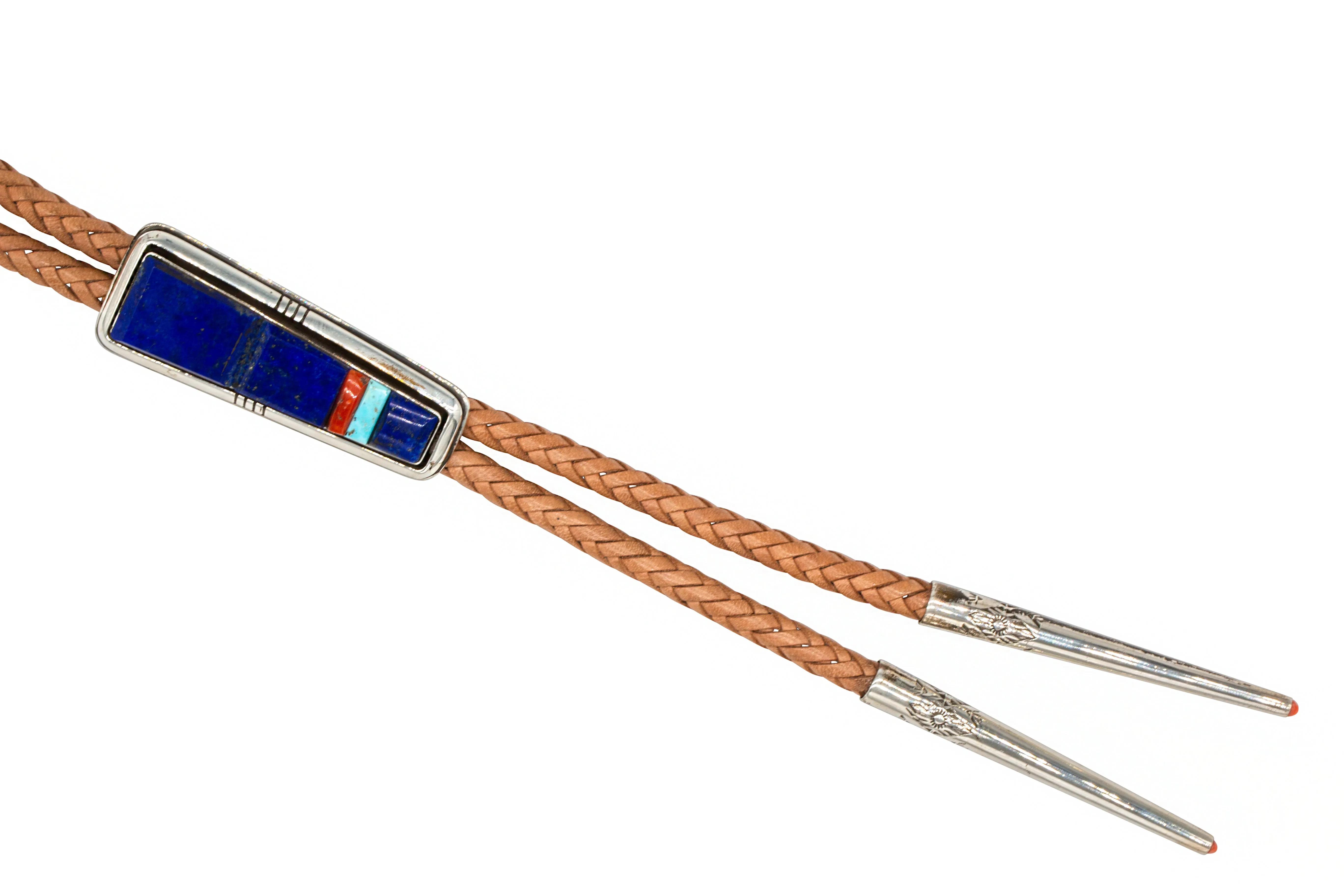 Lapis, Coral, & Kingman Turquoise Bolo | Leroy Begay