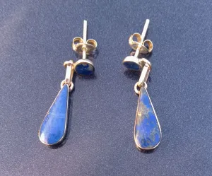 Lapis Lazuli Dangle Earrings - 950 Silver