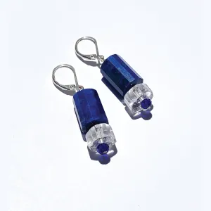 Lapis Lazuli Faceted Clear Quartz Earrings