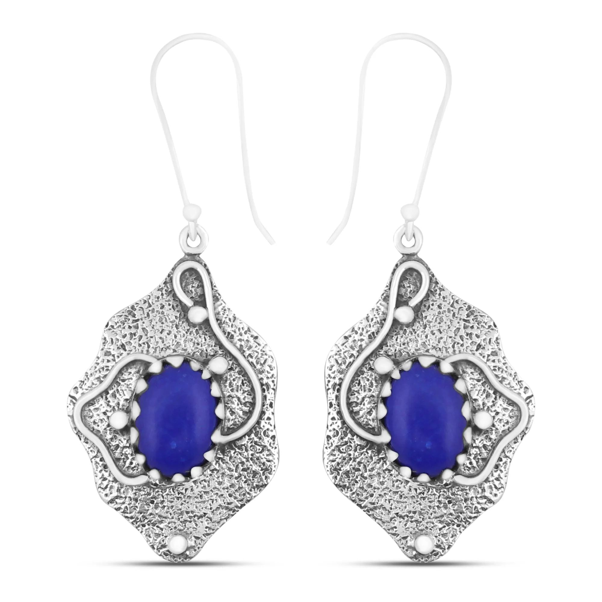 Lapis Lazuli Gemstone 925 Solid Silver Ring & Earrings Set