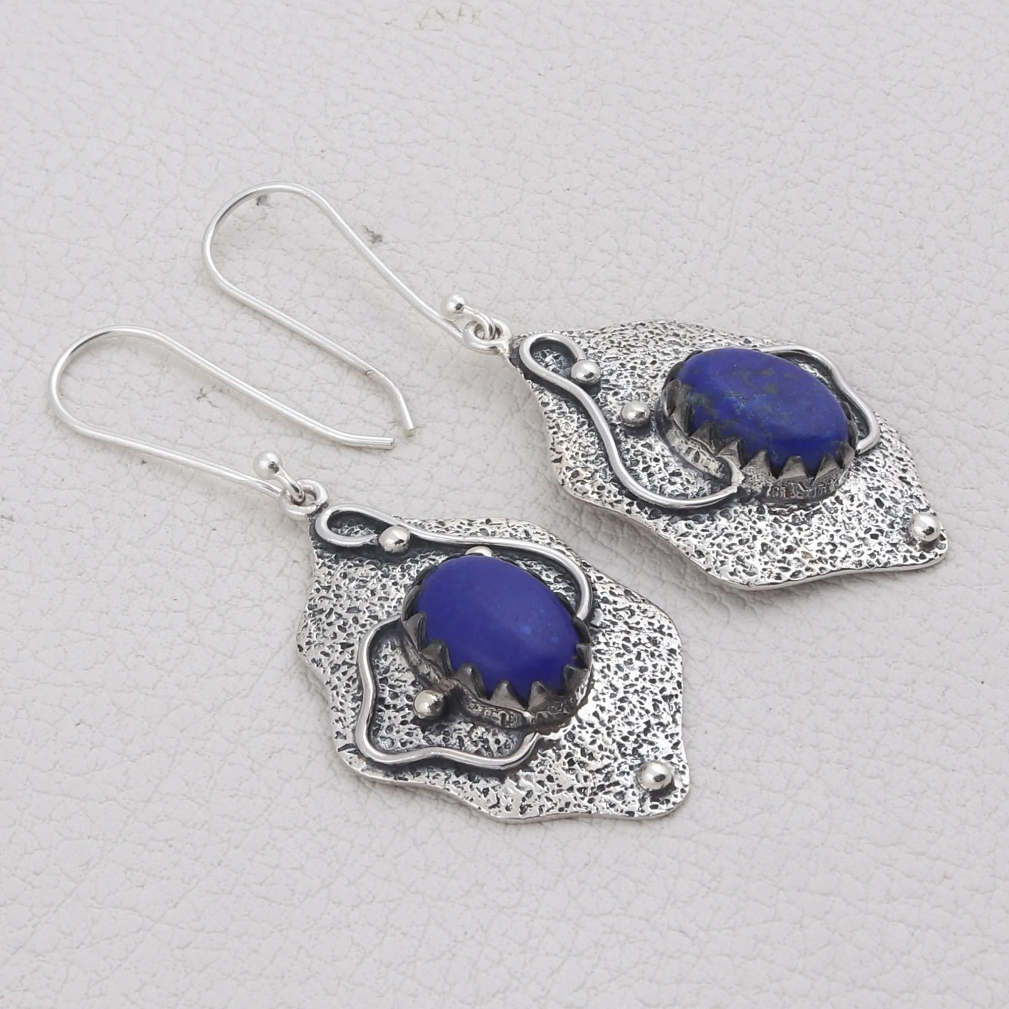 Lapis Lazuli Gemstone 925 Solid Silver Ring & Earrings Set