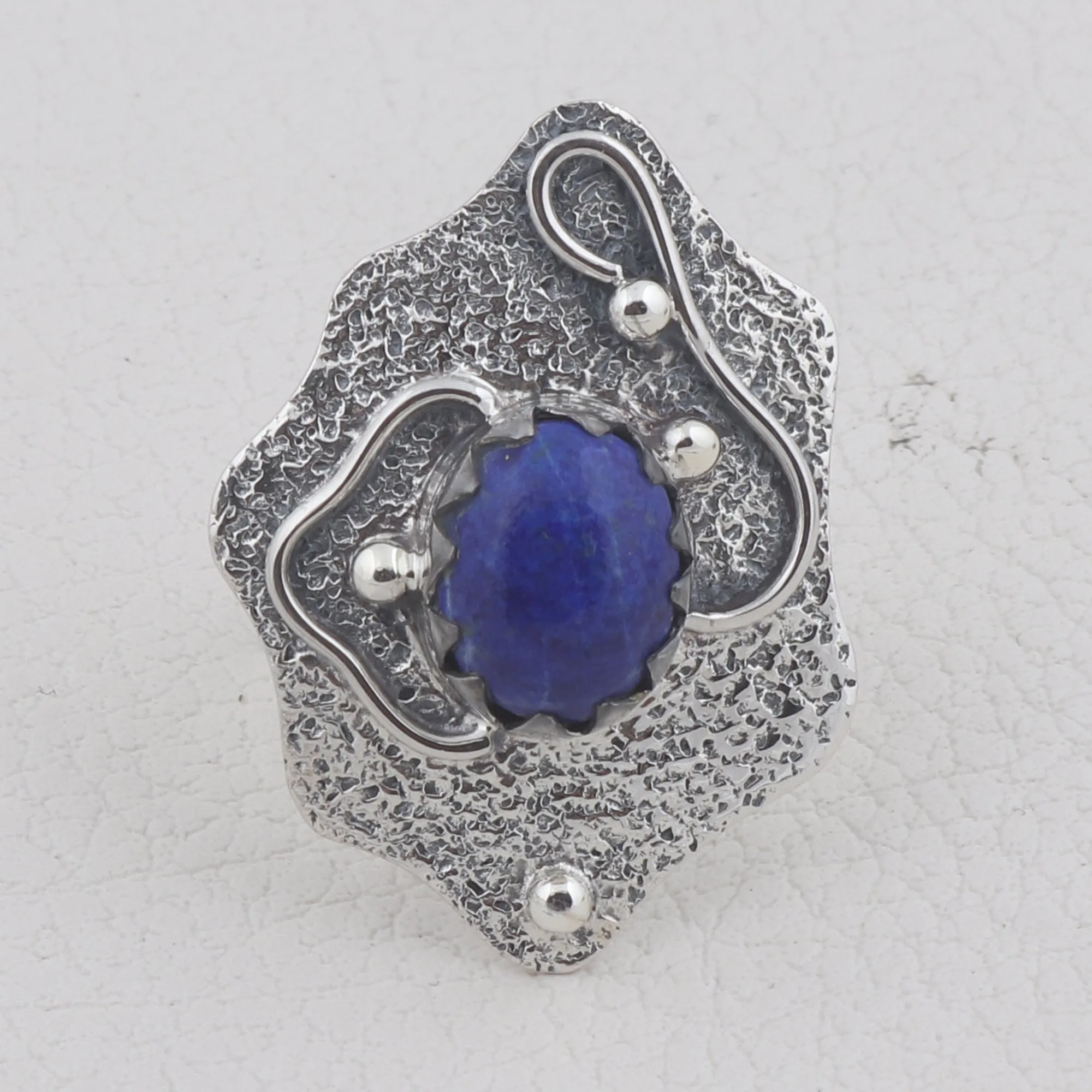 Lapis Lazuli Gemstone 925 Solid Silver Ring & Earrings Set