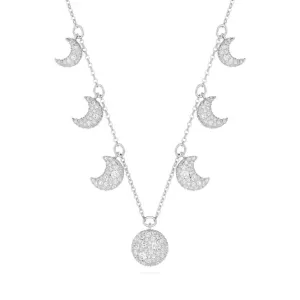 Luna Rhodium Plated White Moon Choker 5666178