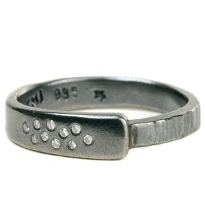 Luxe Aspen Band - Oxidized Silver   Reclaimed Diamonds