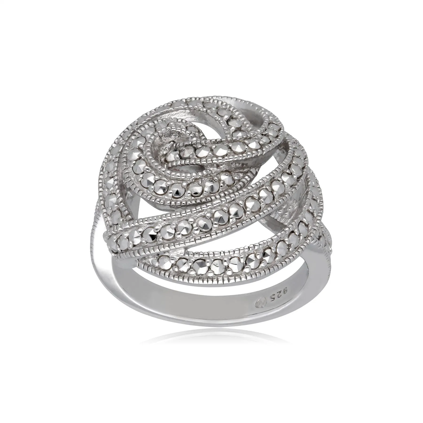 Maracasit Statement Spiral Cocktail Ring in Sterling Silber