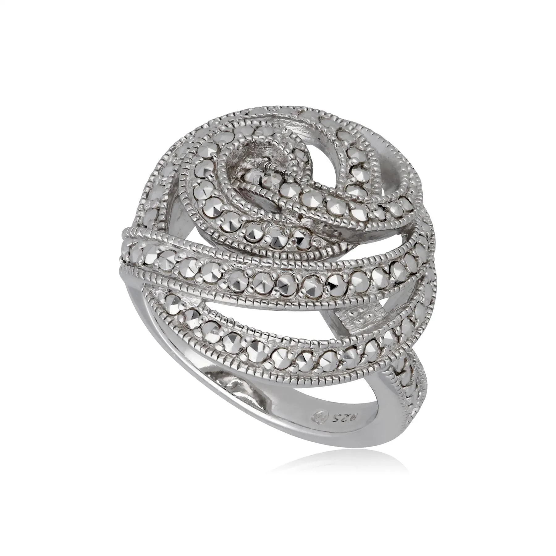 Maracasit Statement Spiral Cocktail Ring in Sterling Silber