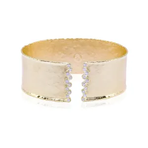 MARIKA 14K YELLOW GOLD HAMMERED DIAMOND CUFF BRACELET - 0.44CTW