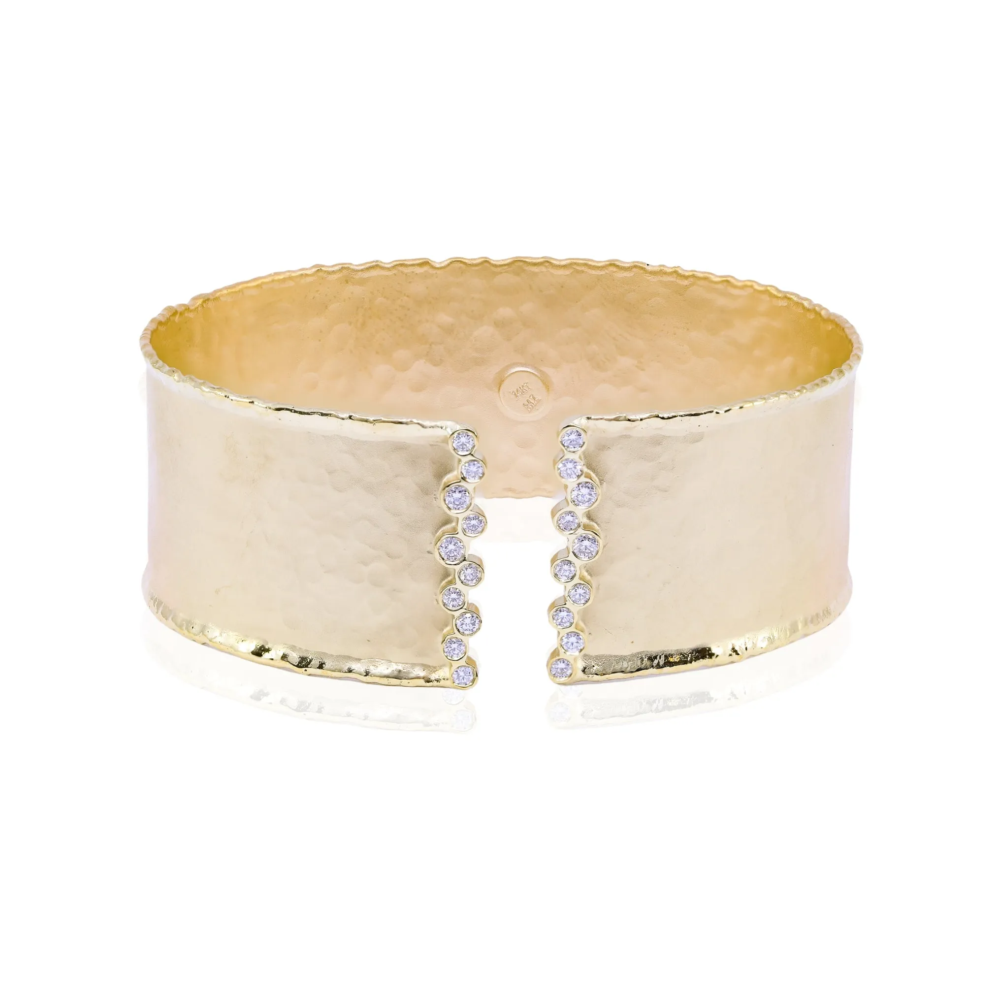 MARIKA 14K YELLOW GOLD HAMMERED DIAMOND CUFF BRACELET - 0.44CTW