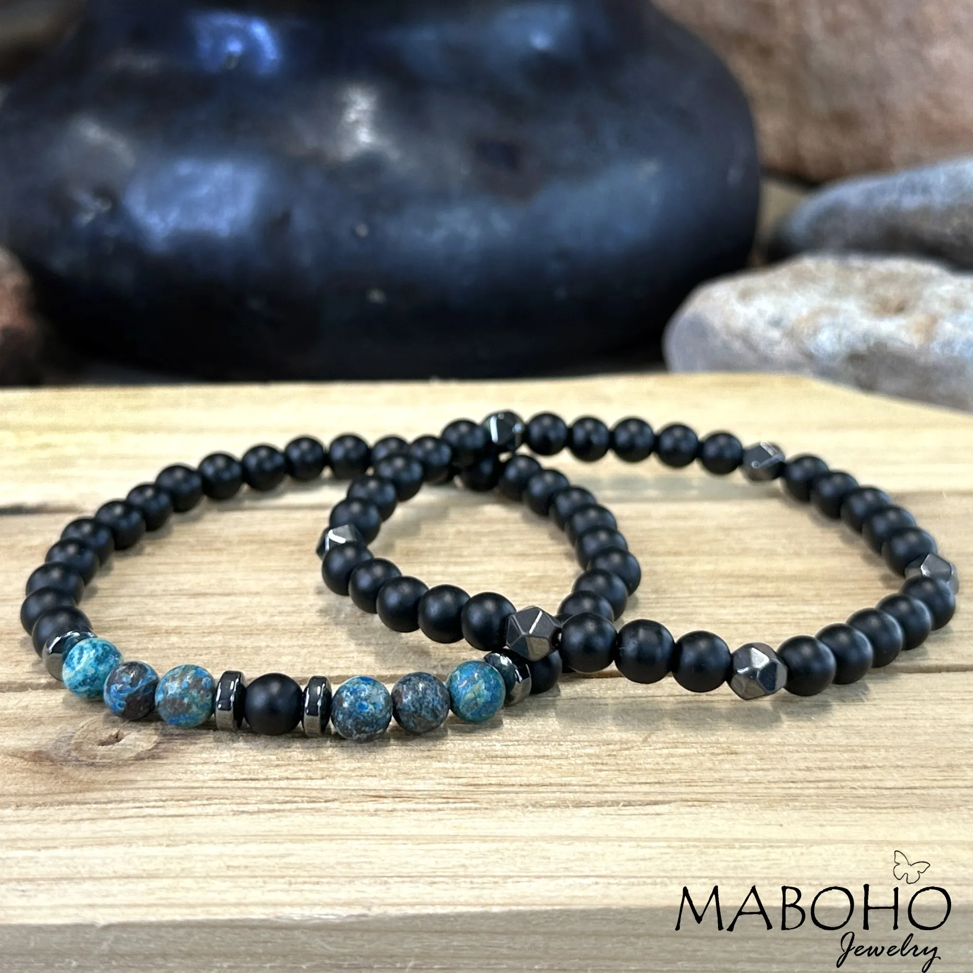 Men's 2 Piece Phoenix Stone & Onyx Bracelet