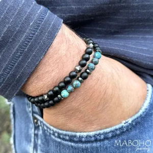 Men's 2 Piece Phoenix Stone & Onyx Bracelet