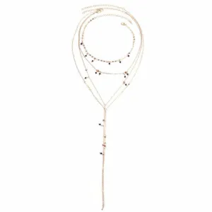 Multilayer Sequin Chain Small Crystal Choker Necklace