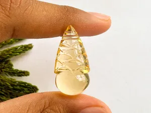 Natural Citrine Gemstone Carving Pair Drop