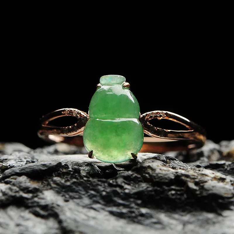 Natural Jade Ring Jadeite Gold Gourd Ring RG71