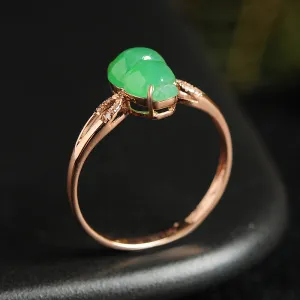 Natural Jade Ring Jadeite Gold Gourd Ring RG71