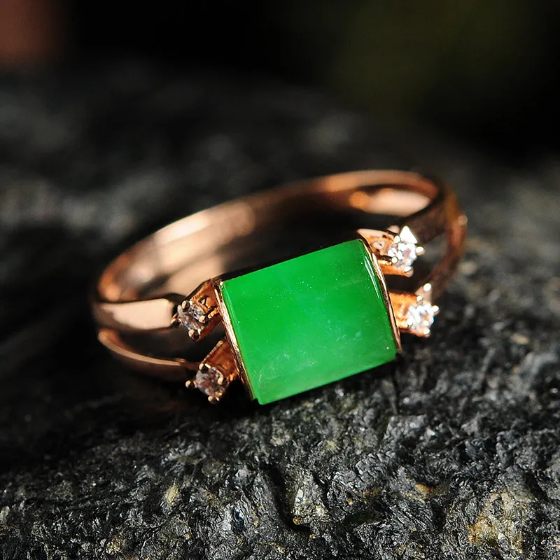 Natural Jade Ring Jadeite Gold Ring RG56