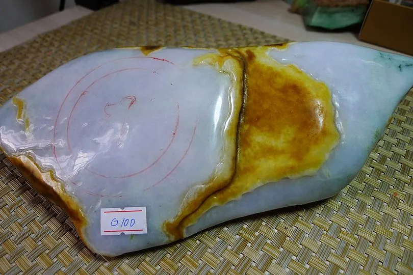 Natural Jade Rough Jadeite Raw (3.1kg,26X14.5X6.8cm)