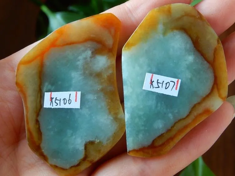 Natural Jade Rough Jadeite Raw (52g, 52X37X9mm & 53X34X10mm)