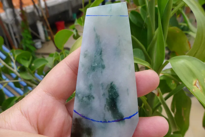 Natural Jade Rough Jadeite Raw (59g,10.3X4X0.55cm)