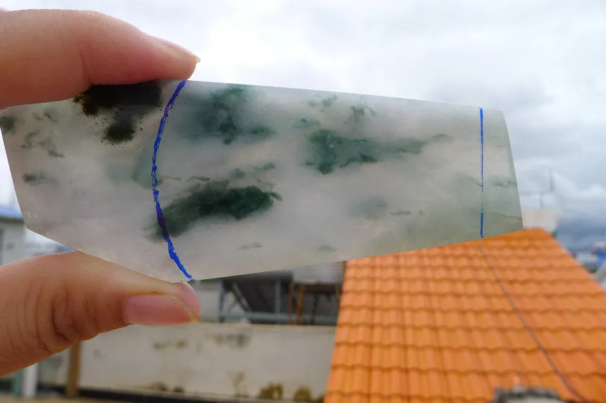 Natural Jade Rough Jadeite Raw (59g,10.3X4X0.55cm)