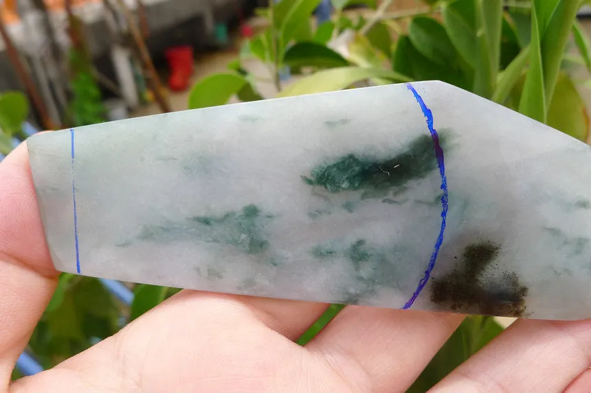 Natural Jade Rough Jadeite Raw (59g,10.3X4X0.55cm)