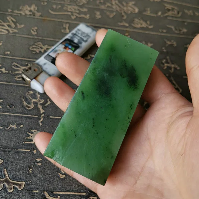 Natural Kunlun Jade Rough Nephrite Raw (159g, 8X3.3X1.9cm)