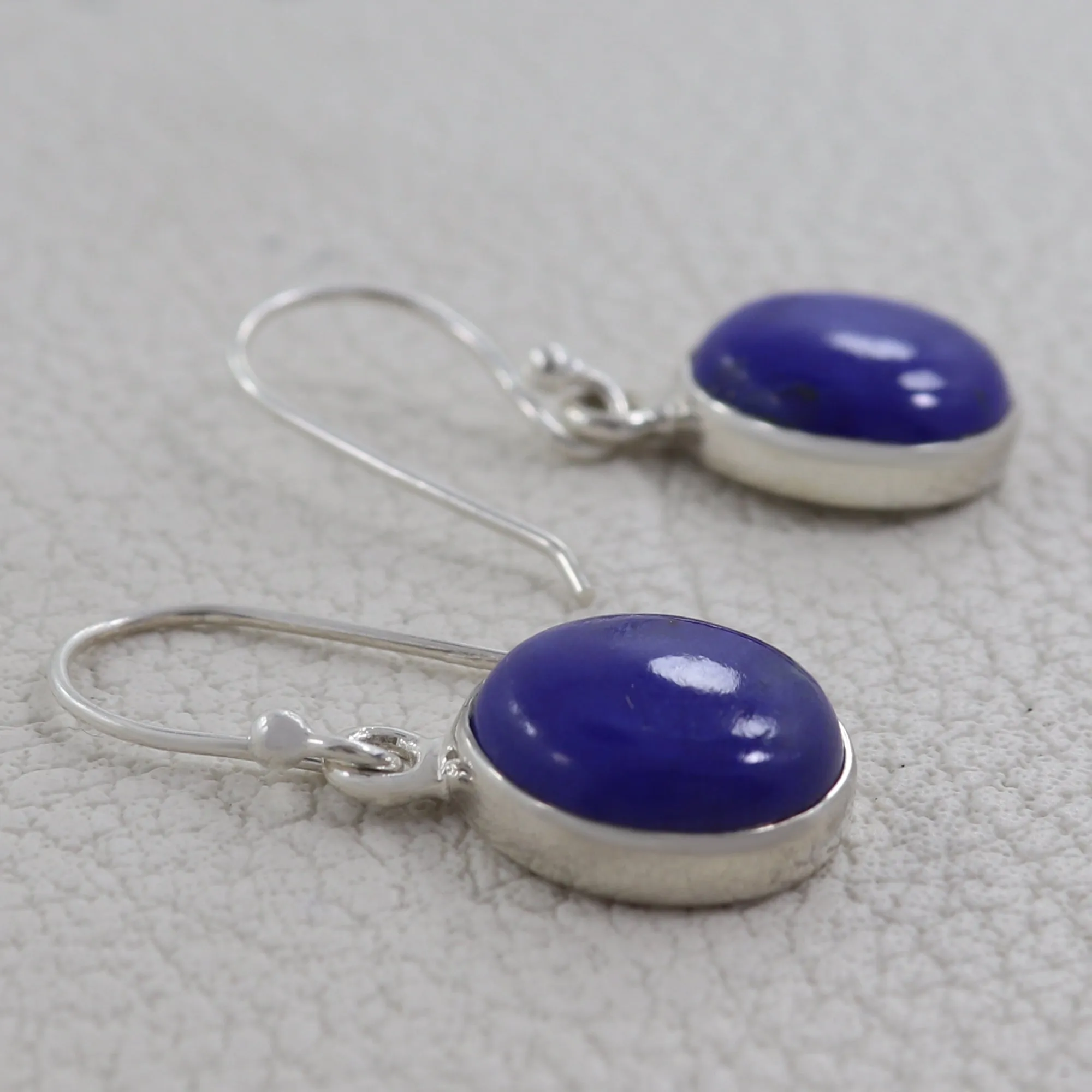 Natural Lapis Silver Earrings