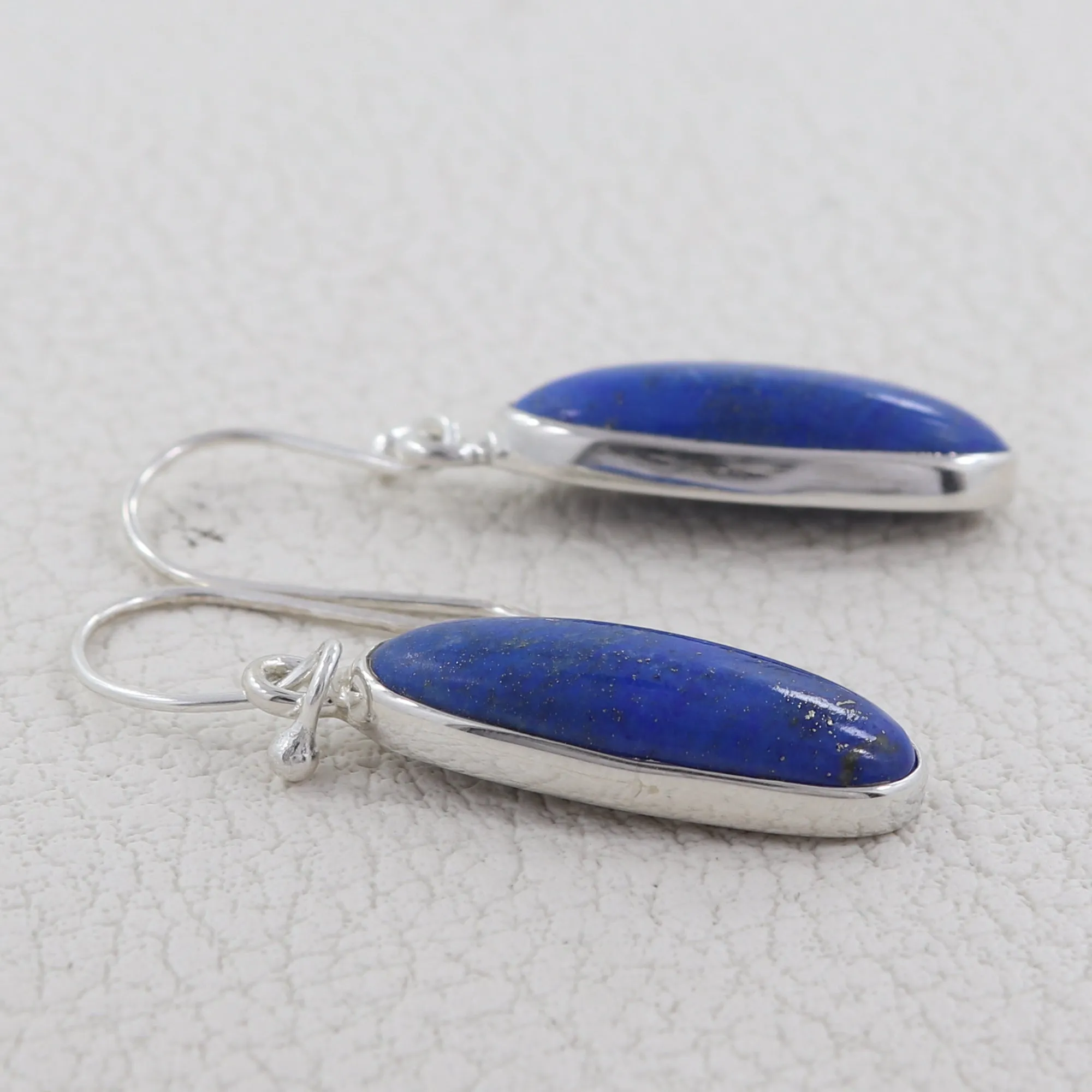 Natural Lapis Silver Earrings