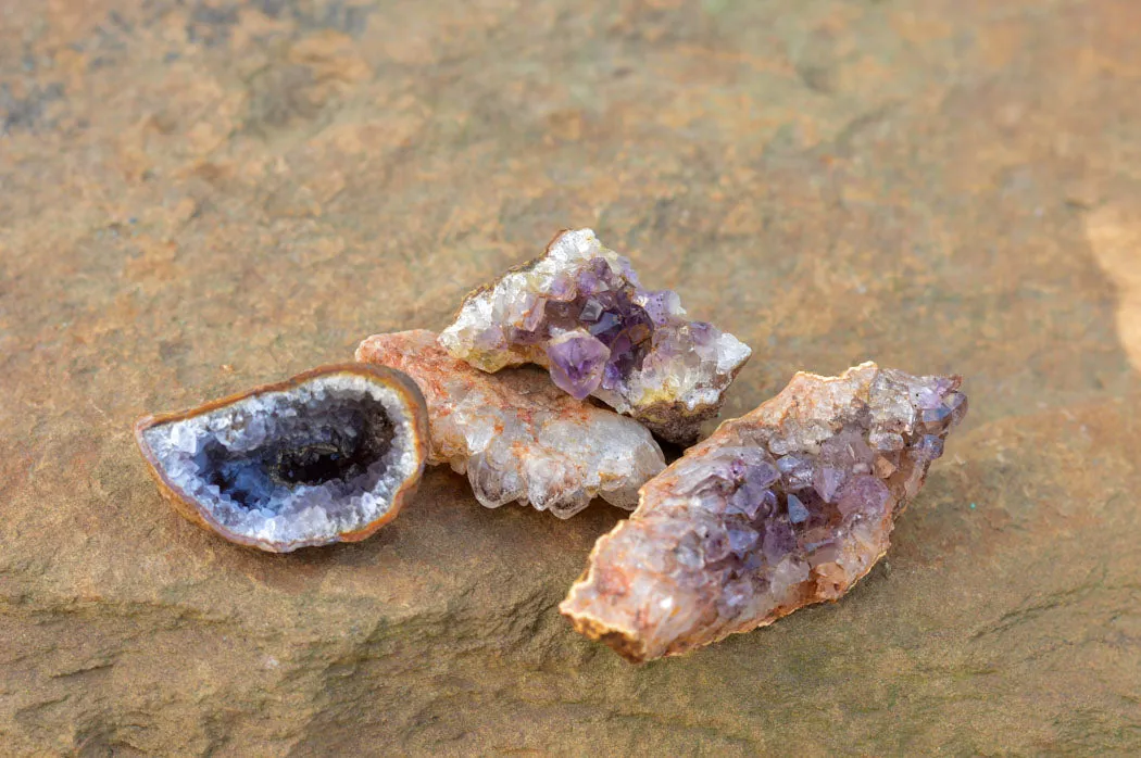 Natural Small Amethyst & Basalt Geode Specimens x 35 From Zululand, South Africa