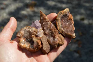 Natural Small Amethyst & Basalt Geode Specimens x 35 From Zululand, South Africa