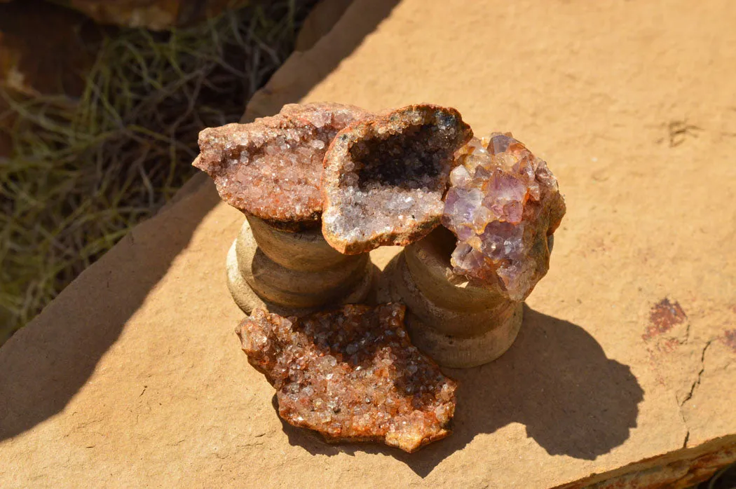 Natural Small Amethyst & Basalt Geode Specimens x 35 From Zululand, South Africa