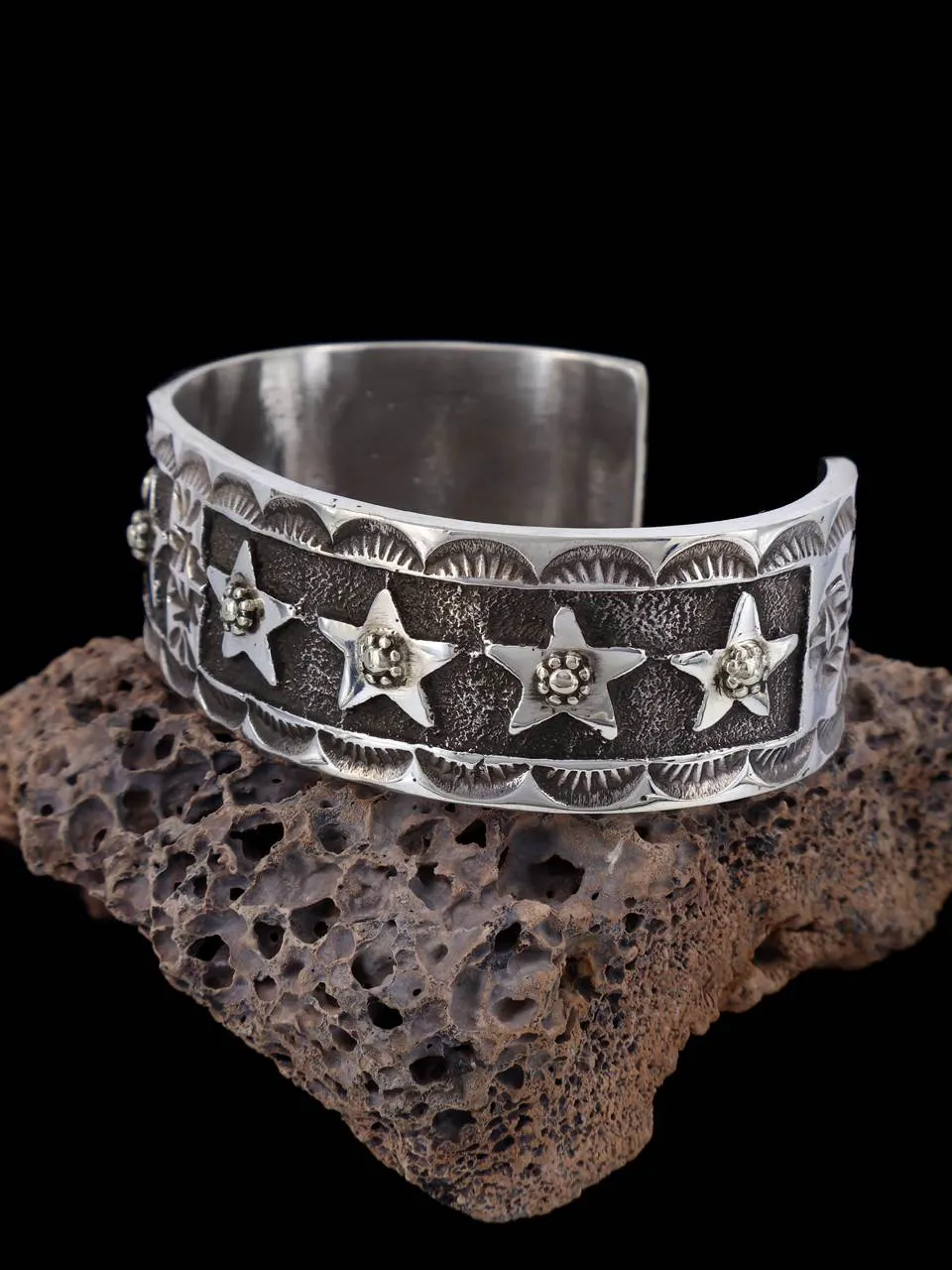 Navajo Sterling Silver Star Cuff Bracelet