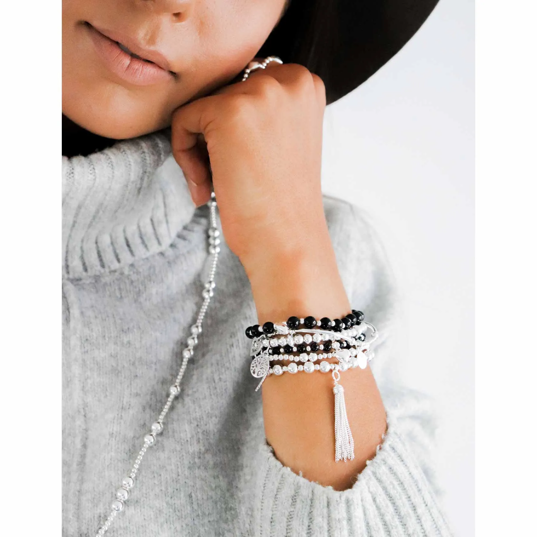 New Angel Sterling Silver Stacking Bracelets - Set of 2