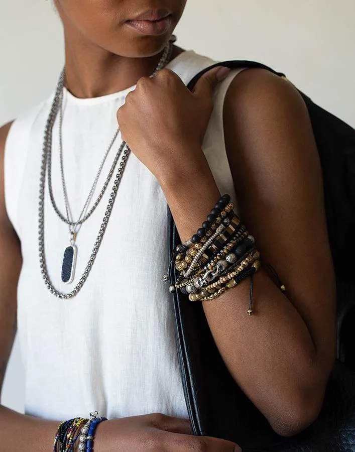 Onyx and Skull Bead Bracelet