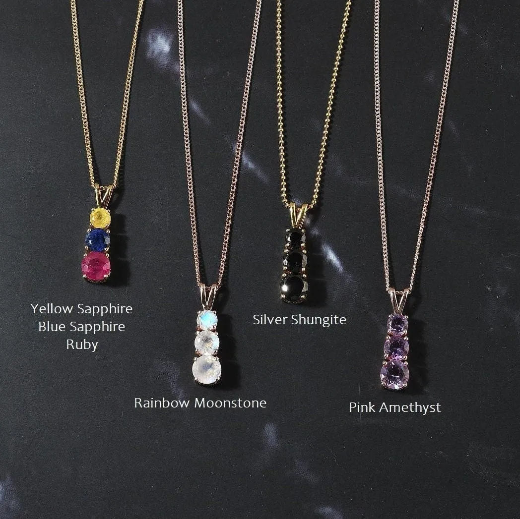 Past Pendant Future Pendant Necklace , 925 Sterling Silver , Gemstone Pendant , Three Stone Pendant , Keepsake jewelry , Gift for her