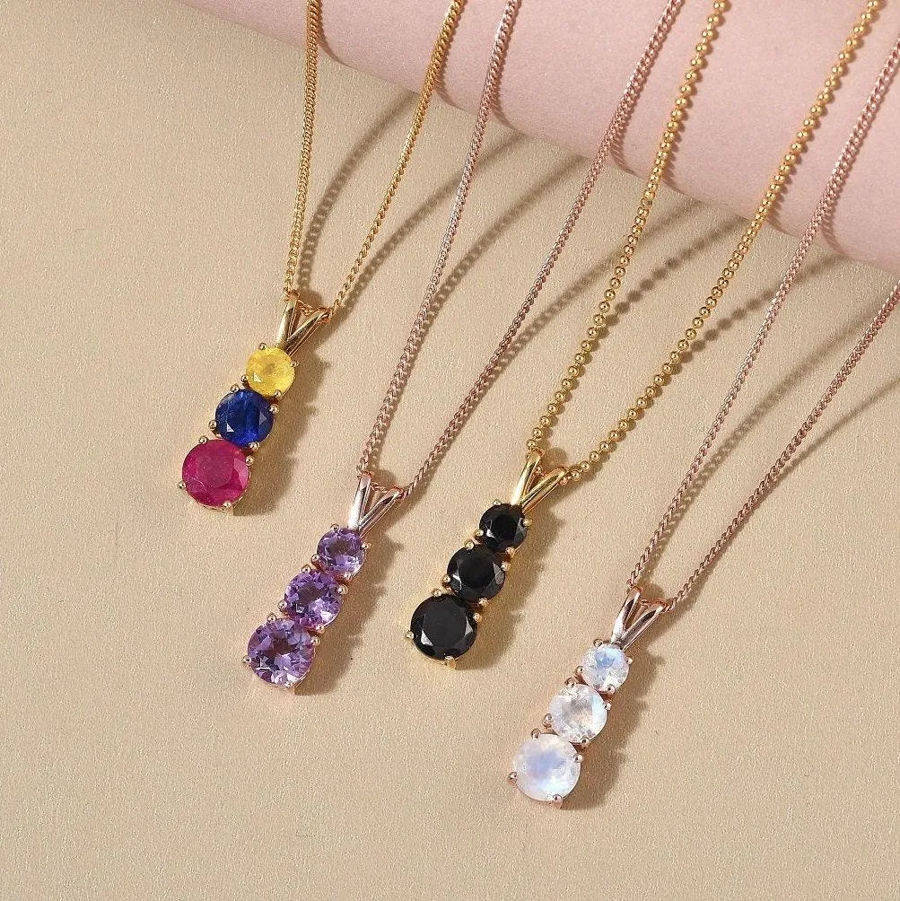 Past Pendant Future Pendant Necklace , 925 Sterling Silver , Gemstone Pendant , Three Stone Pendant , Keepsake jewelry , Gift for her