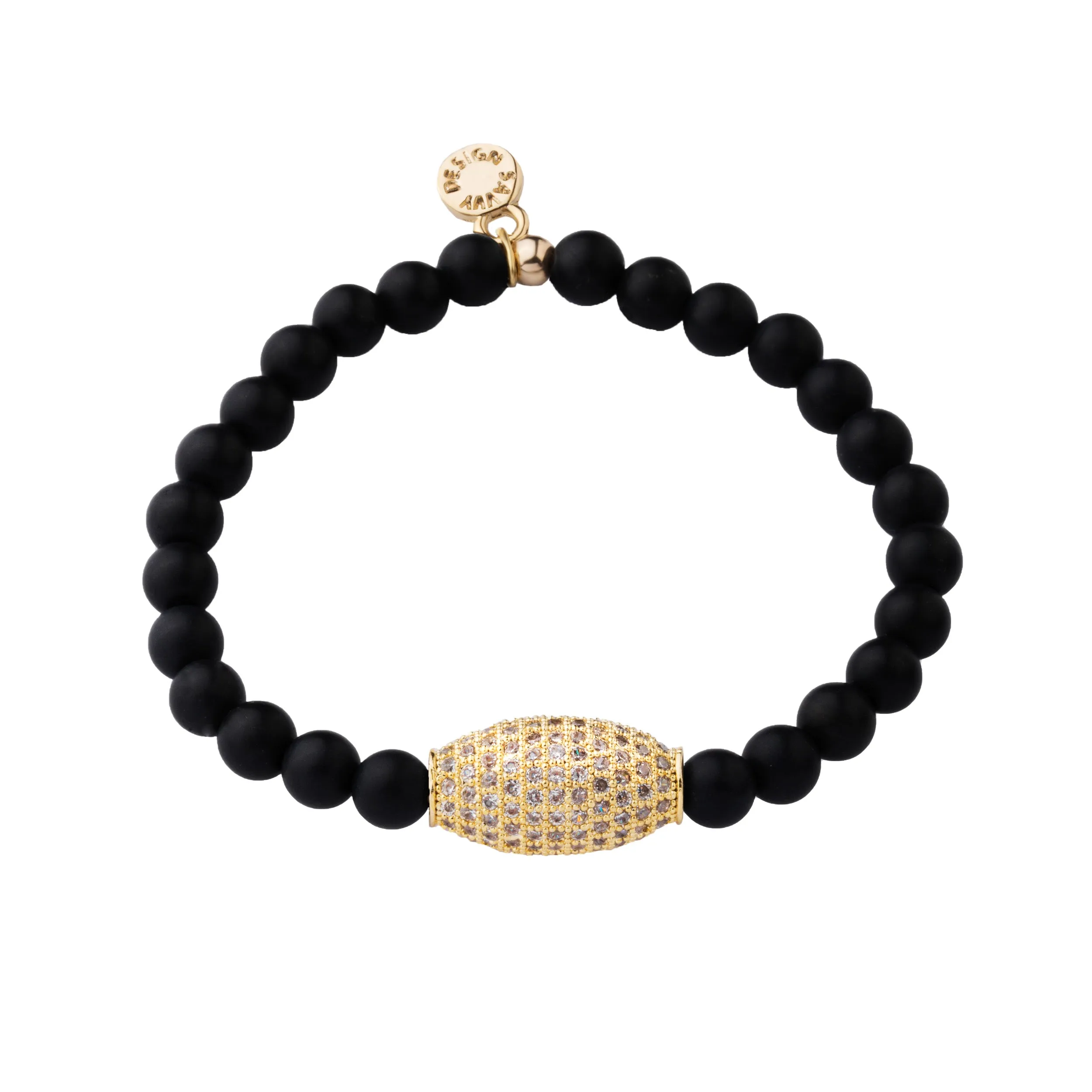 Pave Bead | Little Layer Bracelet | Matte Onyx - Intention | Gold