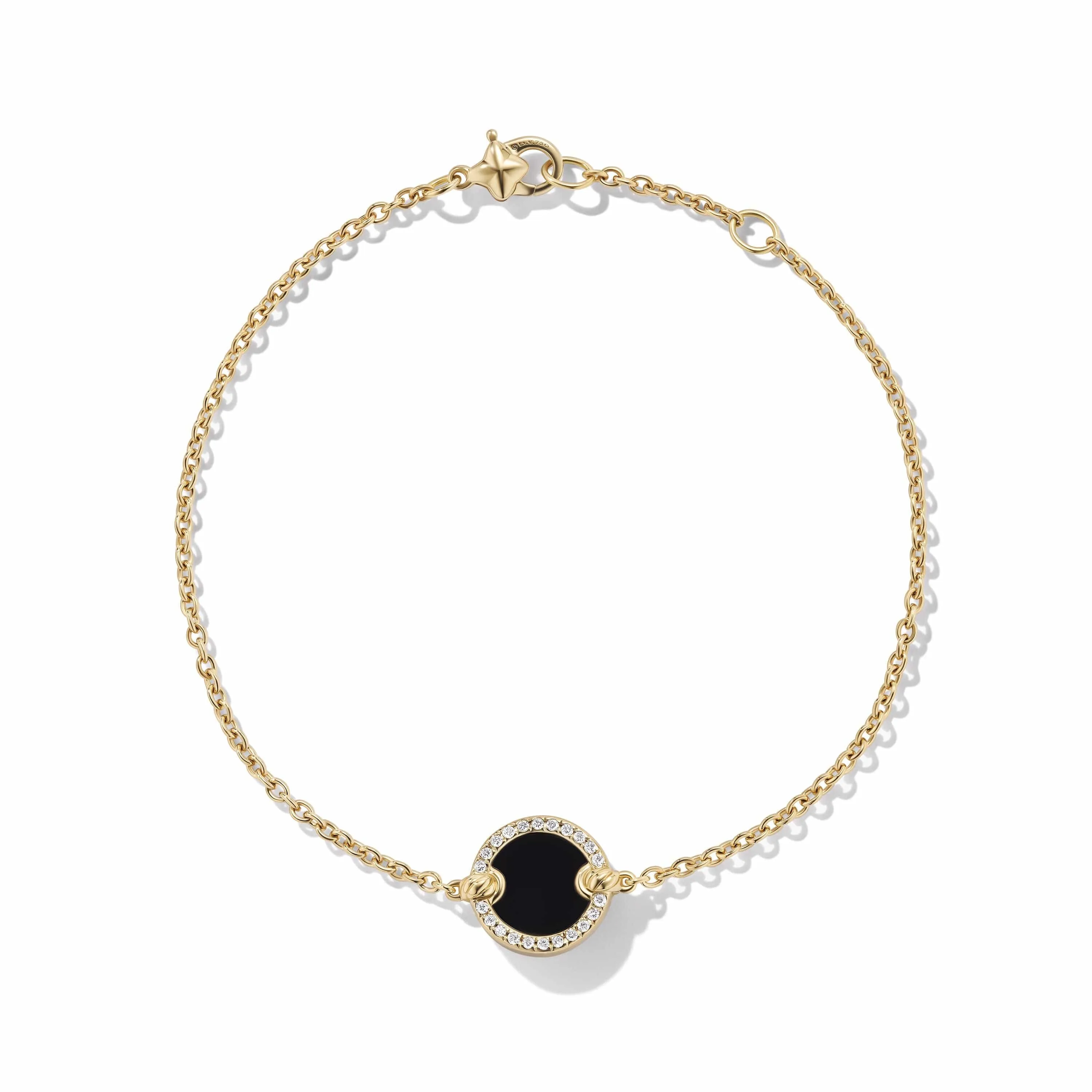 Petite DY Elements® Center Station Chain Bracelet in 18K Yellow Gold with Black Onyx and Pavé Diamonds