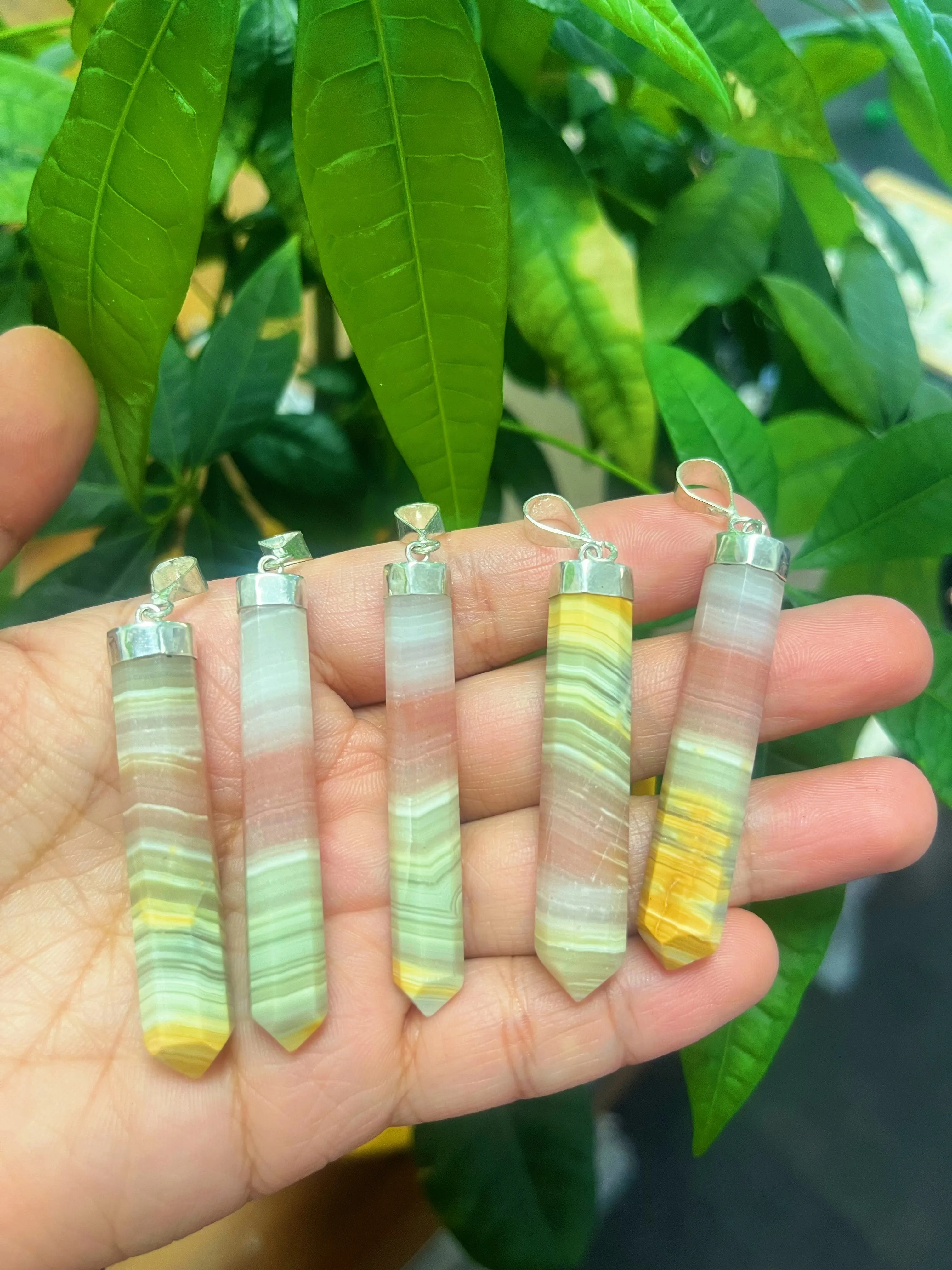 Pink banded Onyx Necklace