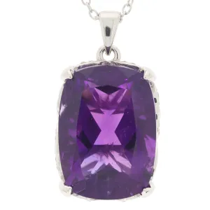 Purple Amethyst Sterling Silver Pendant with Accent
