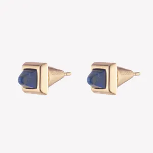 PYRAMID STUD EARRINGS - LAPIS LAZULI