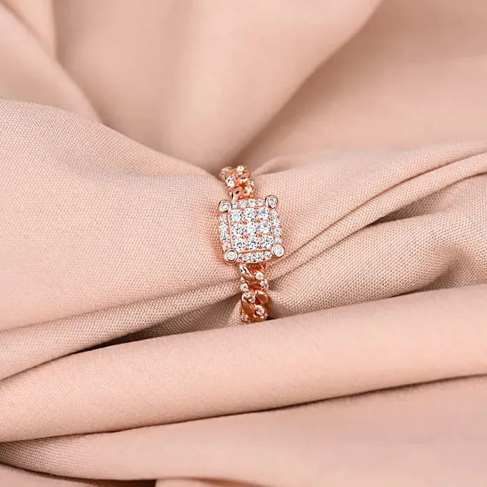 Radiant Rosy Square Ring