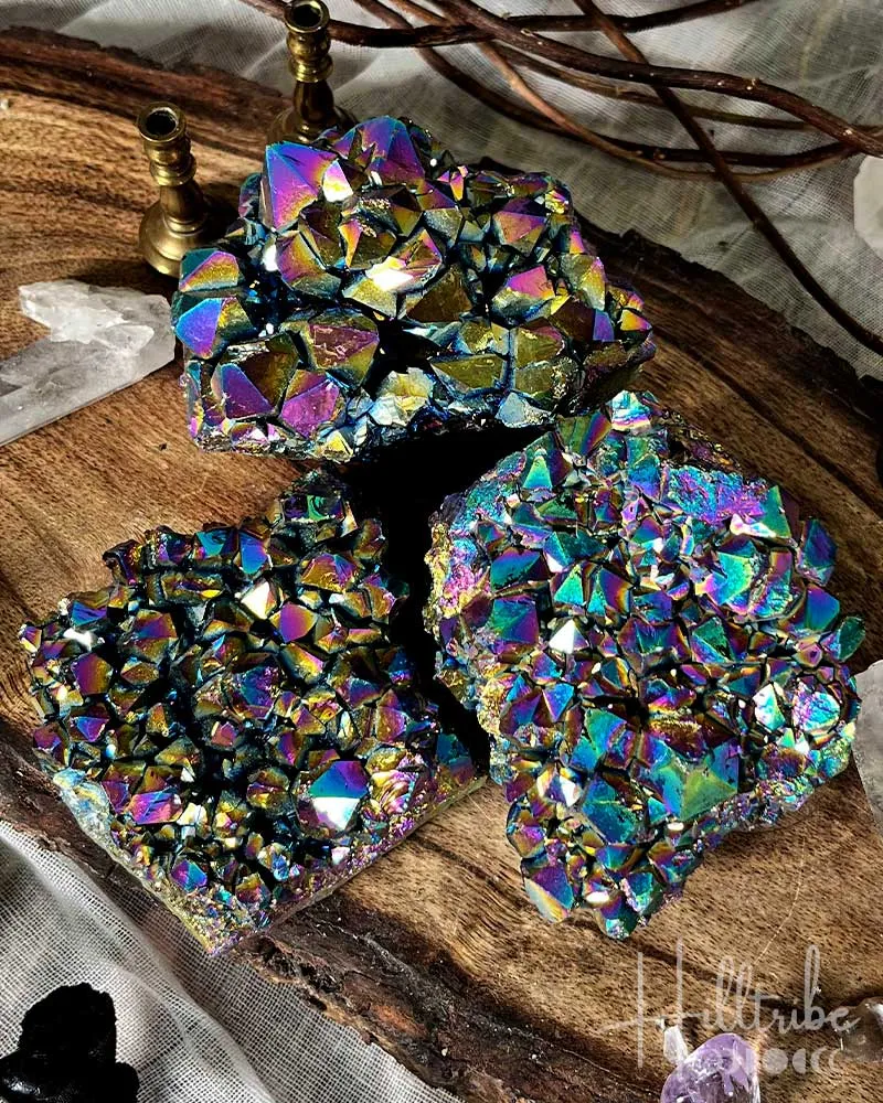 Rainbow Aura Amethyst Cluster Large
