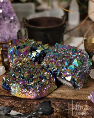 Rainbow Aura Amethyst Cluster Large