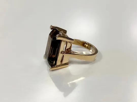 Rectangle Smokey Quartz Ring