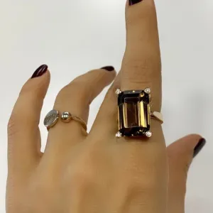 Rectangle Smokey Quartz Ring